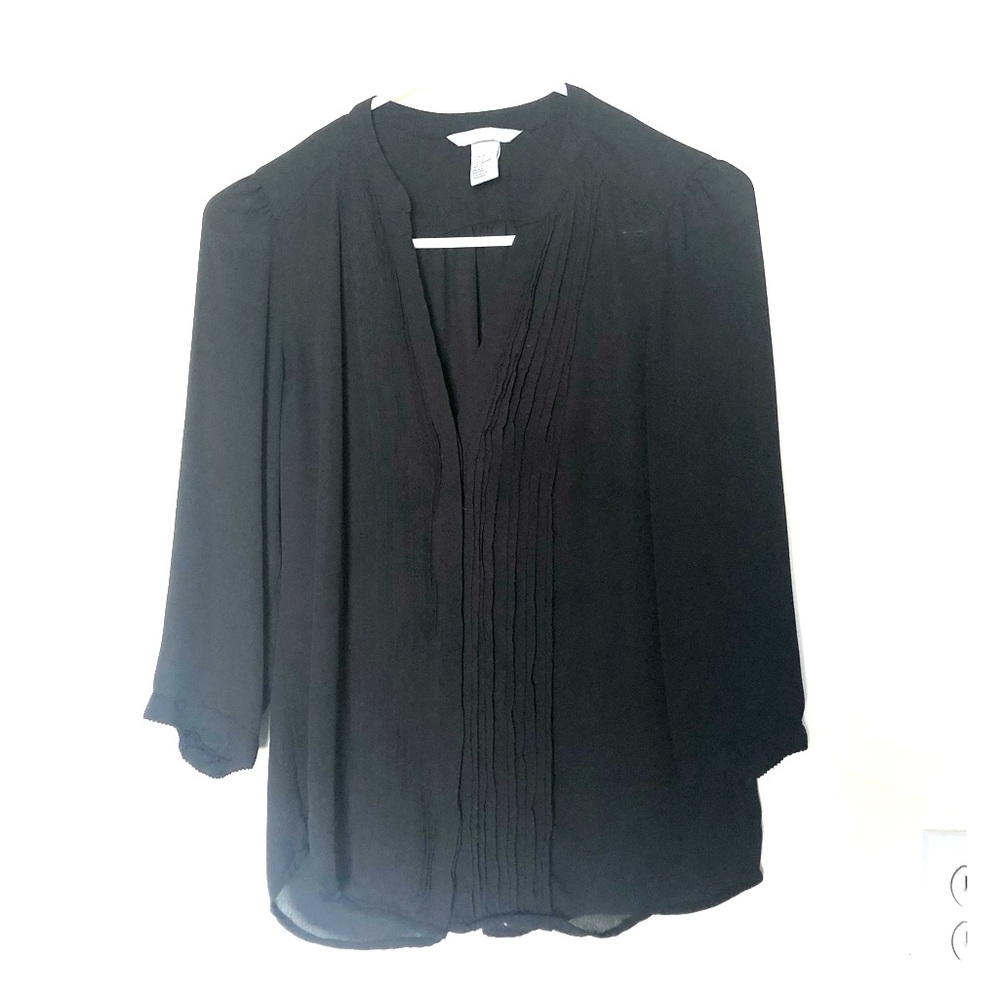 Black Pleated Ruffle Top